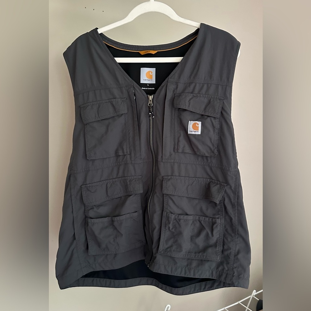Carhartt Vest Men’s Rain Defender Briscoe Mesh Lined Pockets in Gray